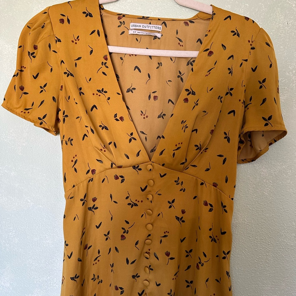 Urban Outfitters Yellow Floral Button-Down Dress